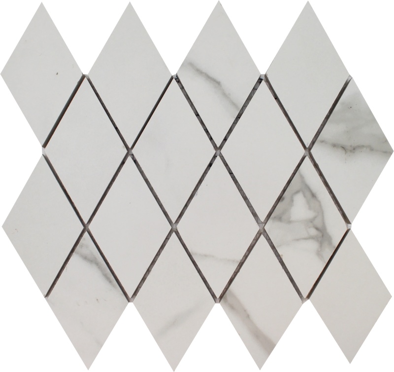 Cashmere Statuario Porcelain Mosaic - Rhomboid - Satin
