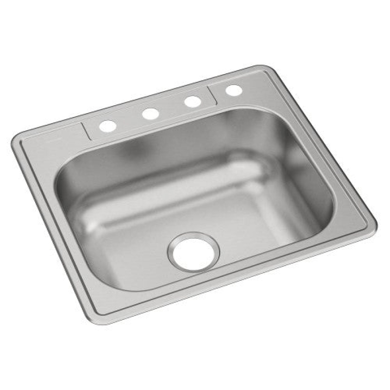 Dse125224 Lustertone Classic Stainless Steel Drop In Single Bowl Kitchen Sink - 25" X 22" X 8 1/16" With 4 Holes - Stainless Steel