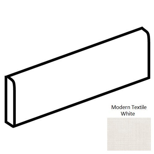 Fabric Art Modern Textile White Porcelain Bullnose Trim, 3" x 12"