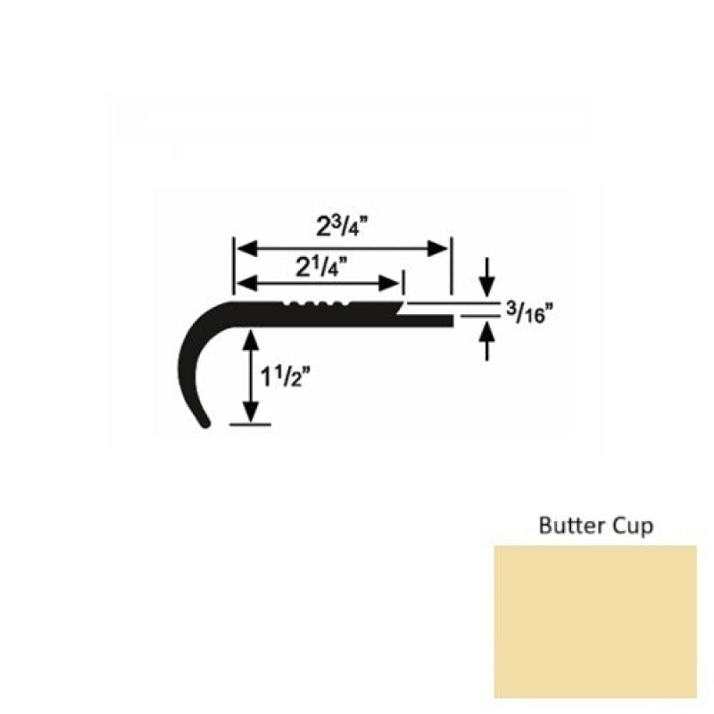 Solid 08 Butter Cup Rubber Underlap Stair Nosing