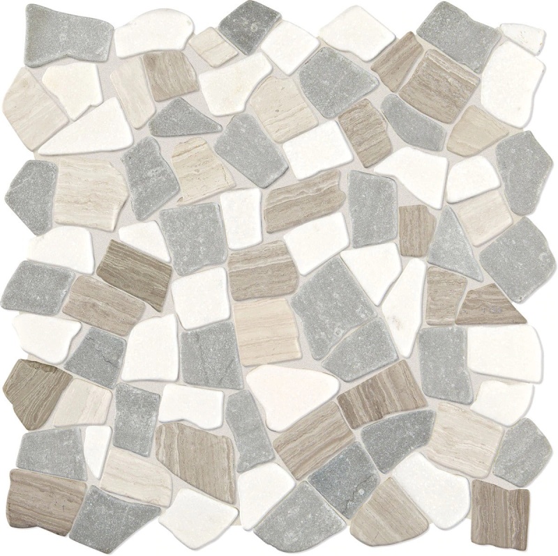 Raine Cumulus Gray Marble Mosaic - Pebble - Matte