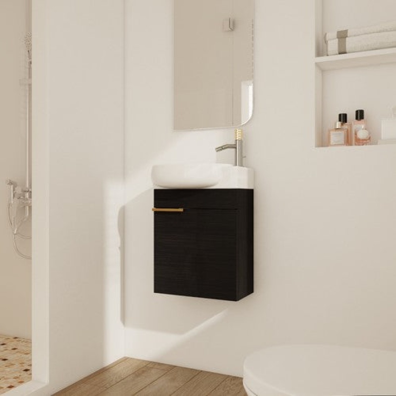 Black Chestnut Floating Single Sink Bathroom Vanity