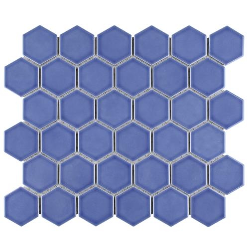 Tribeca Periwinkle Porcelain Mosaic - 2" Hexagon - Glossy