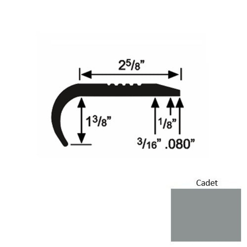 Solid 04 Cadet Rubber Residential Stair Nosing (Rd) - 2 5/8" X 9 Ft (108")