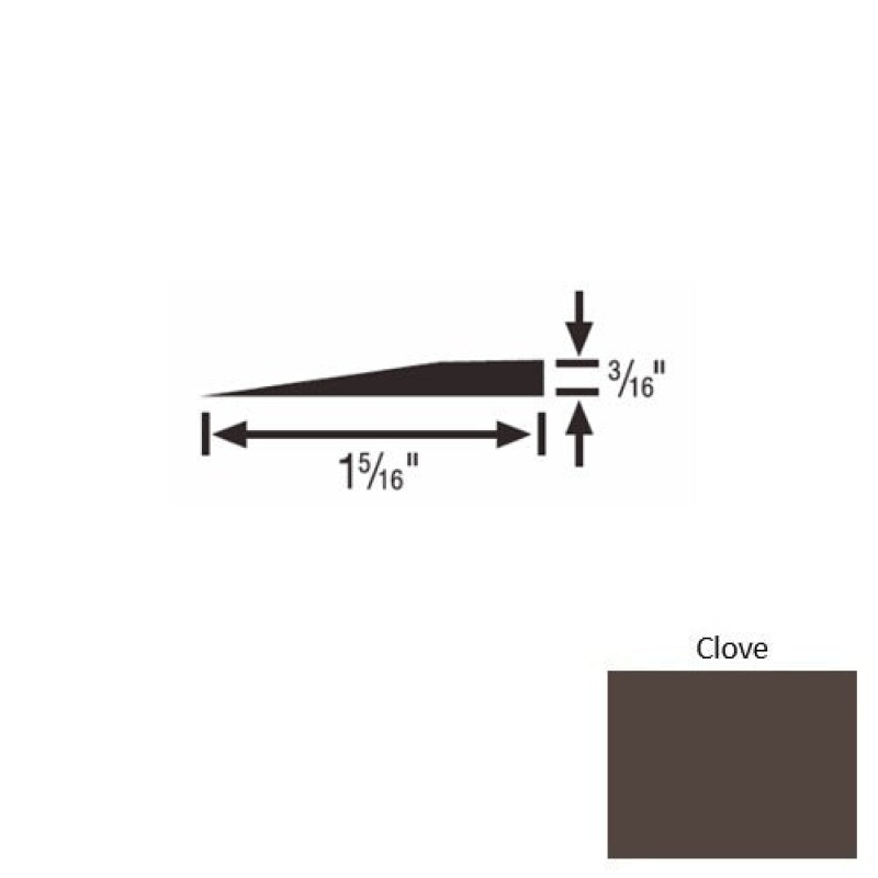 Solid 23 Clove Rubber Reducer Strip - 1 5/16" X 9 Ft (108") X 3/16"