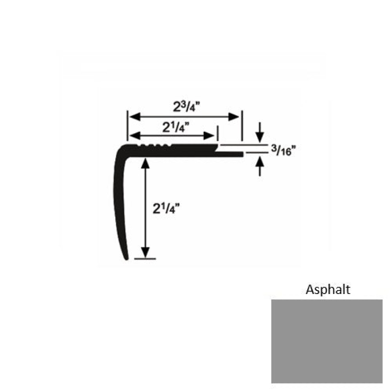 Solid M07 Asphalt Rubber Modified Underlap Stair Nosing (Sq) - 2 3/4" X 9 Ft (108")