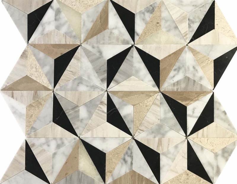 Tribecca White / Beige / Black Natural Stone Mosaic