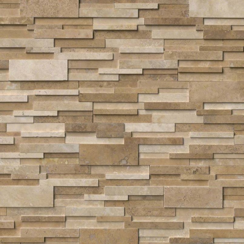 Rockmount Stacked Stone Panel Casa Blend 3D Travertine Ledgestone - Honed - 6" X 24"