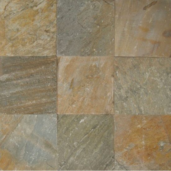 Amber Gold Slate Tile - Natural Cleft Face, Gauged Back