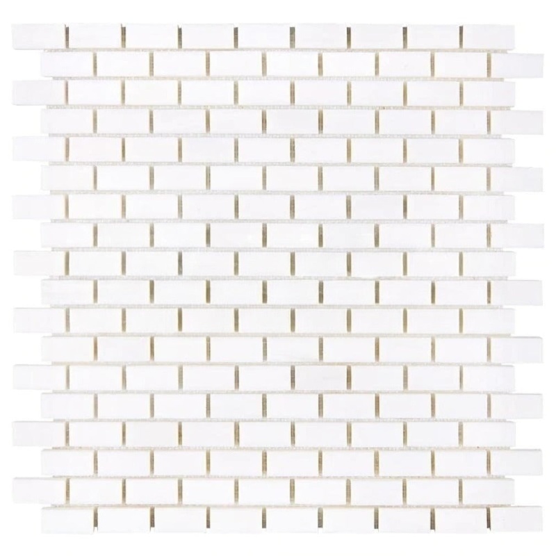 Bianco Dolomite Marble Mosaic - 5/8" x 1 1/4" Baby Brick