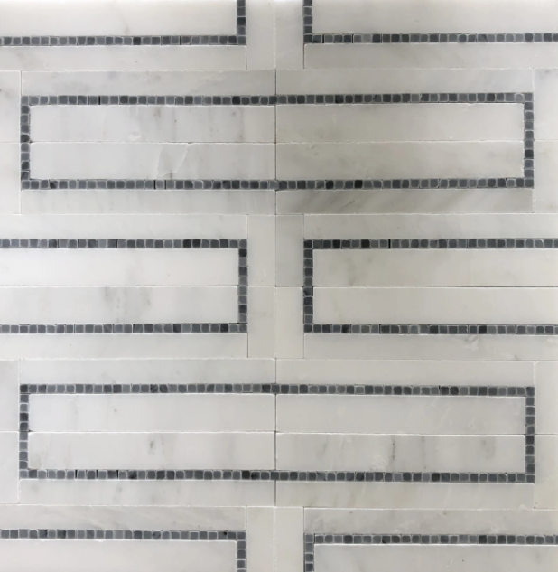 Oriental White With Bardiglio Dots Marble Mosaic - Metro - Polished