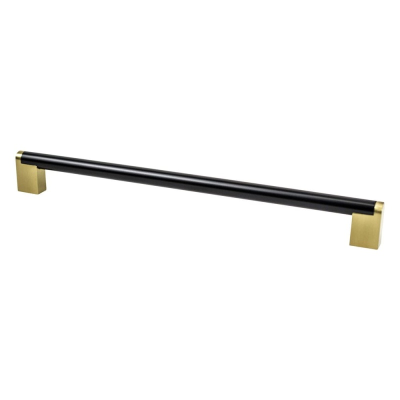 Berenson Studio Remix Stainless Steel Bar Appliance Pull - Matte Black And Modern Brushed Gold - 12In. (304.8Mm) Center To Center