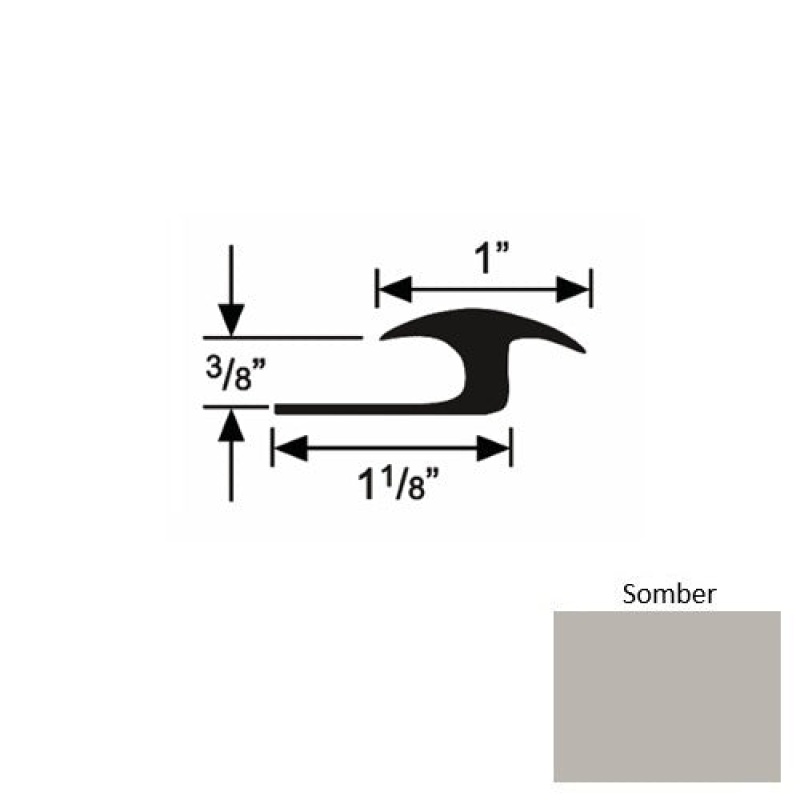 Solid 60 Somber Rubber Tile / Carpet Joiner - 1 1/8" X 9 Ft (108") X 3/8"