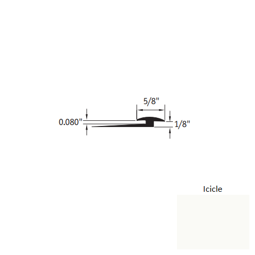 Johnsonite Icicle Vinyl Moulding / Trim - 5/8" X 12 Ft (144") X 1/8" - .080" Slim Line Transition - Slim Line Transition