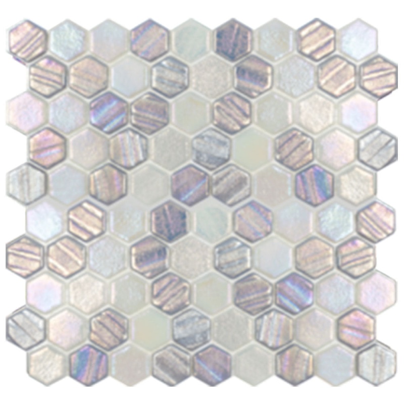 Illusions Silver Deco Glass Mosaic - 1" Hexagon - Iridescent