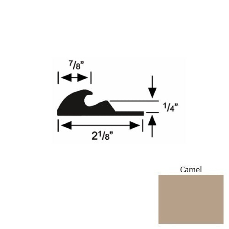 Solid 41 Camel Rubber Tackless Carpet Bar - 2 1/8" X 9 Ft (108") X 1/4"
