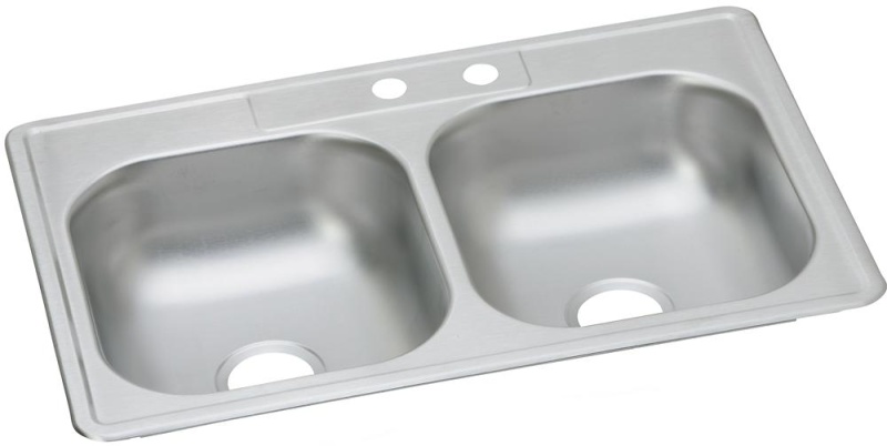 D23321mr2 Dayton Stainless Steel Drop In Double Bowl Kitchen Sink - 33" X 21 1/4" X 6 9/16" With 2 Holes - Stainless Steel