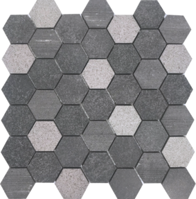 Pietra Antica Metropolitan Contempo Basalt Marble Mosaic - 2" Hexagon - Multi Finish