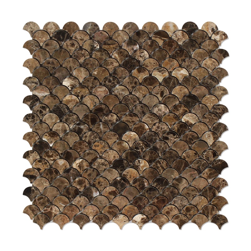 Emperador Dark Marble Mosaic - 1" Fan - Polished