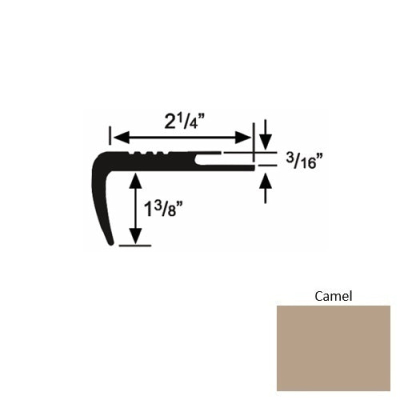 Solid 17 Camel Rubber Undercut Carpet Nosing