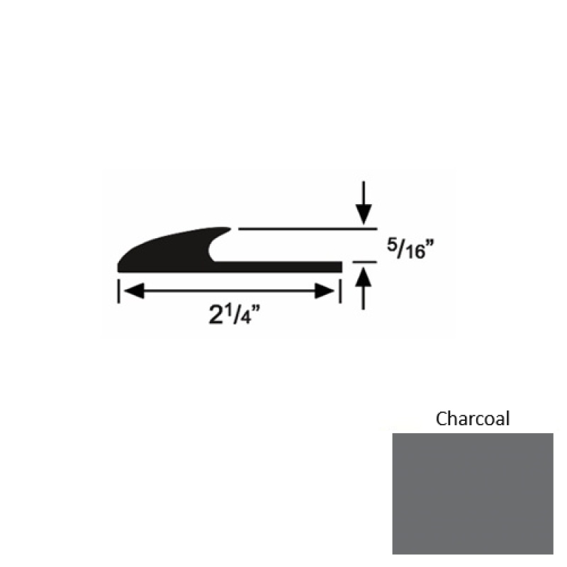 Solid 39 Charcoal Rubber Glue Down Carpet Edge - 2 1/4" X 9 Ft (108") X 5/16"