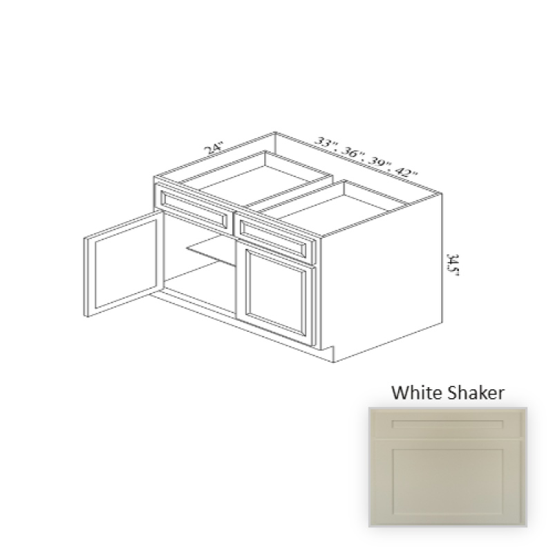 B36 White Shaker Wood Kitchen Base Cabinet - 36" X 34.5" X 24" (Assembly Required) - White Shaker