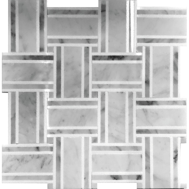 Dc Metro Thassos / Bianco Carrara Marble Mosaic - Franconia - Polished