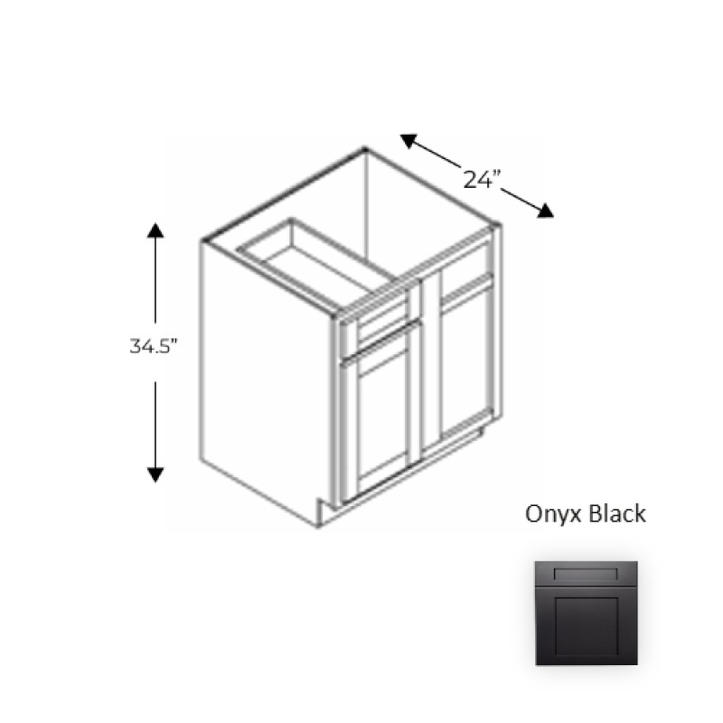 Ob.Bbc36 Framed Shaker Signature Onyx Black Natural Clear Coat Wood Kitchen Base Cabinet - 36" X 34.5" X 24" - Natural Clear Coat