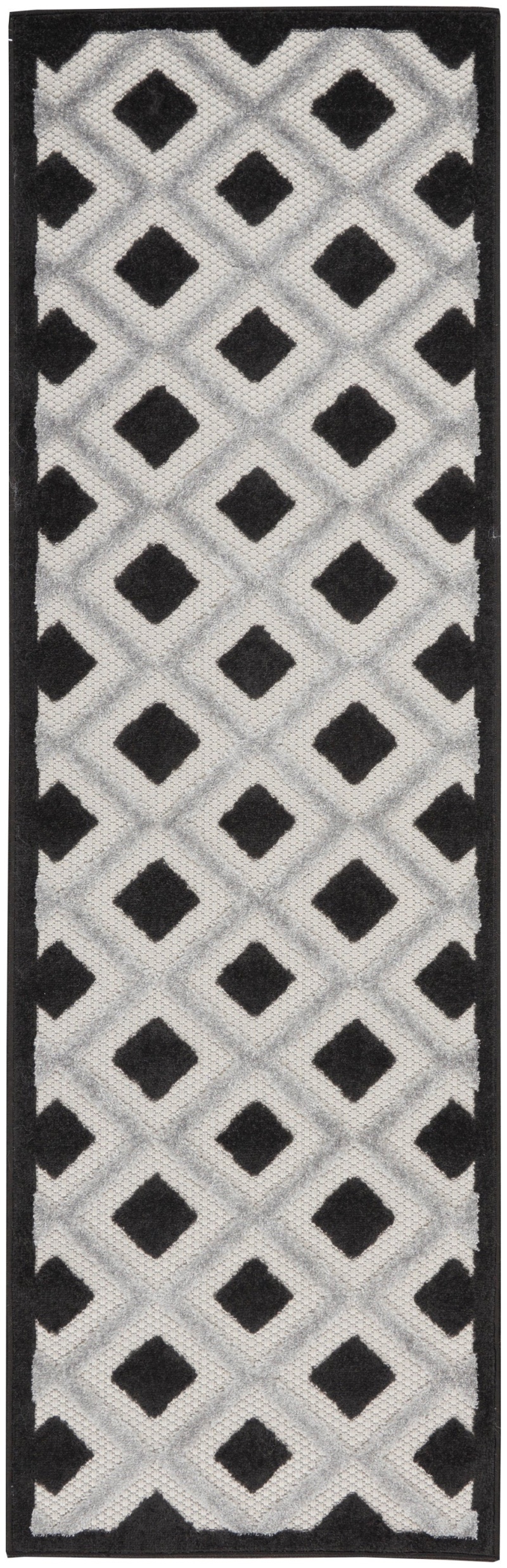 Aloha Alh26 Black White Polypropylene Modern Area Rug