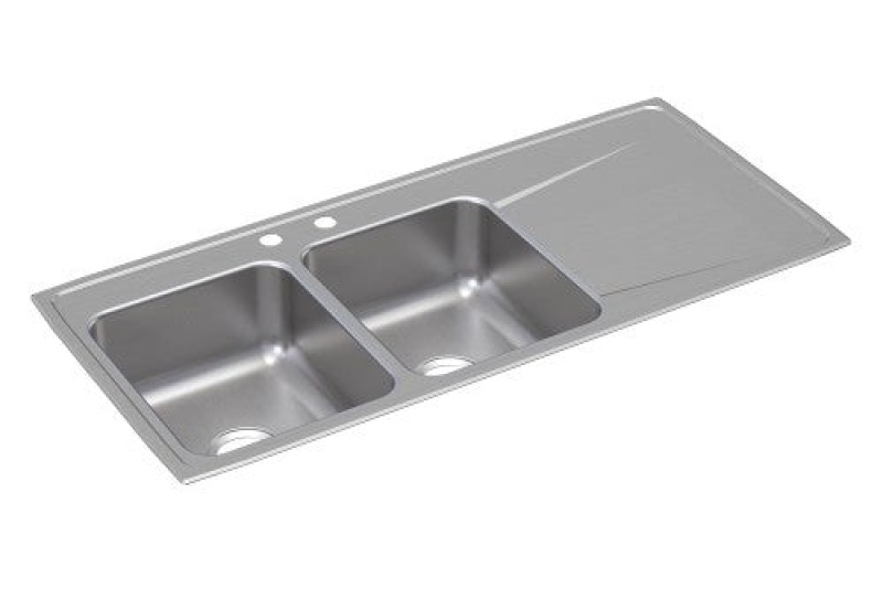 Ilr4822lmr2 Lustertone Classic Stainless Steel Drop In Double Bowl Kitchen Sink - 48" X 22" X 7 5/8" With 2 Holes - Stainless Steel