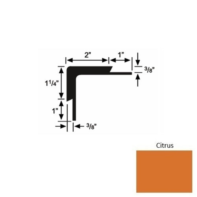 Solid 15 Citrus Rubber Double Flange Carpet Stair Nosing (Sq) - 2" X 9 Ft (108")
