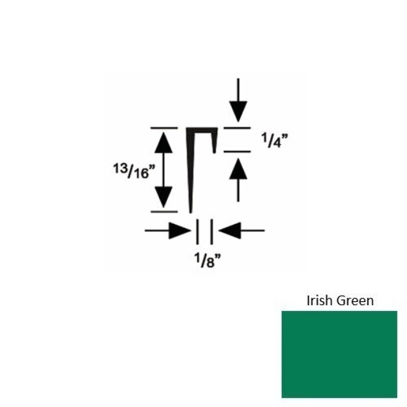 Solid 46 Irish Green Rubber Cove Cap Square - 1/8" X 9 Ft (108")