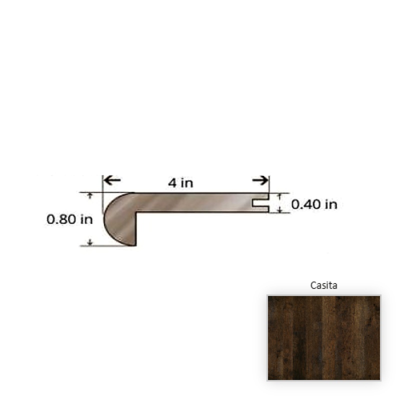 Hickory Casita Hardwood Moulding / Trim - 84.25" Stair Nose - Truemark Glaze Tek