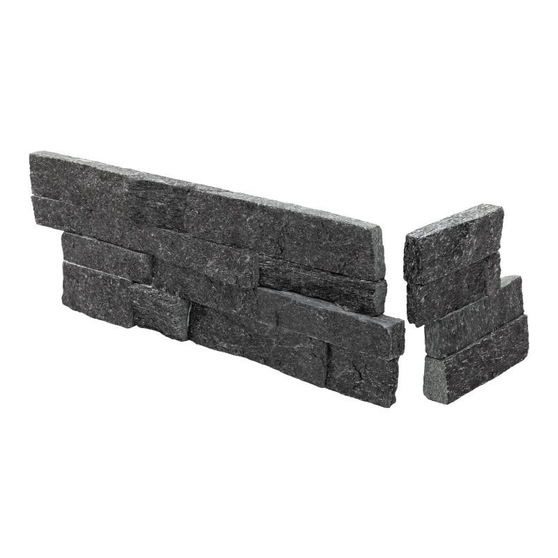 Black Slate Ledgestone Corner - Natural Cleft Face, Flat Back - 6" X 6" & 6" X 18"