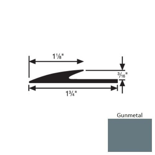 Flextones Gunmetal Vinyl 185 Transition Edge Guard - 3/16" X 12 Ft - Thermoplastic