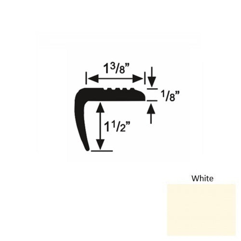 Solid 05 White Rubber Domestic Stair Nosing (Sq) - 1 3/8" X 9 Ft (108")