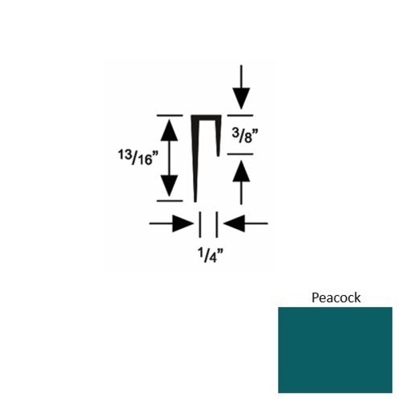 Solid 47 Peacock Rubber Cove Cap Square - 1/4" X 9 Ft (108")