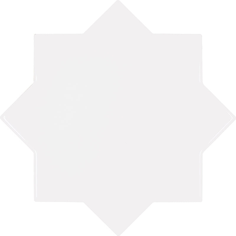 Moorish Blanco Star Ceramic Tile - Glossy - 5.35" X 5.35"