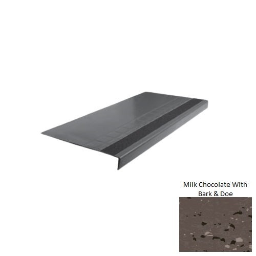 Spextones Milk Chocolate With Bark & Doe Type 875 With Flush Ribbed / Smooth Insert Distinct Designs Rubber - 12 1/4" X 72" Stair Tread - Raised Square Design