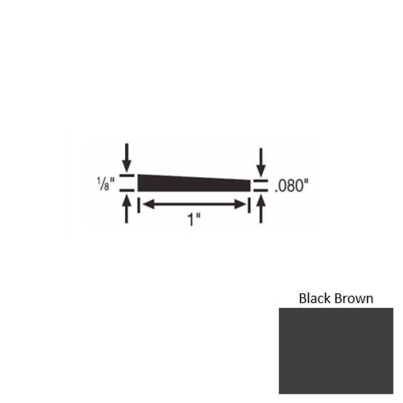 Solid 59 Black Brown Rubber Reducer Strip - 1" X 9 Ft (108") X 1/8"