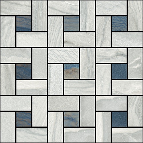 Macaubas Pearl / Azul Porcelain Mosaic - Pinwheel - Natural