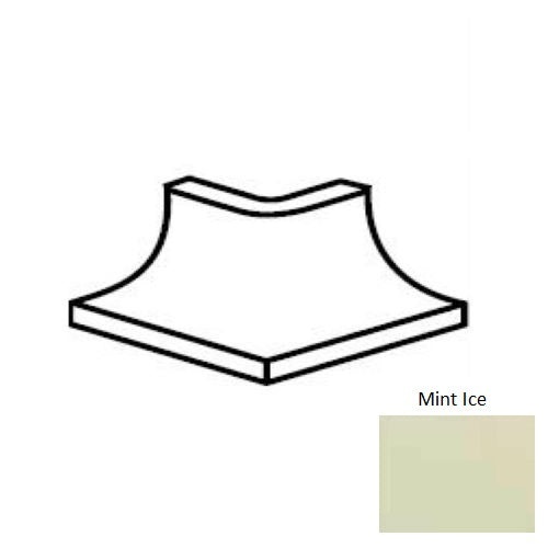 Keystones Unglazed Mosaic Mint Ice Porcelain Floor & Wall Trim - 2" X 2" Cove Base Outcorner - Matte
