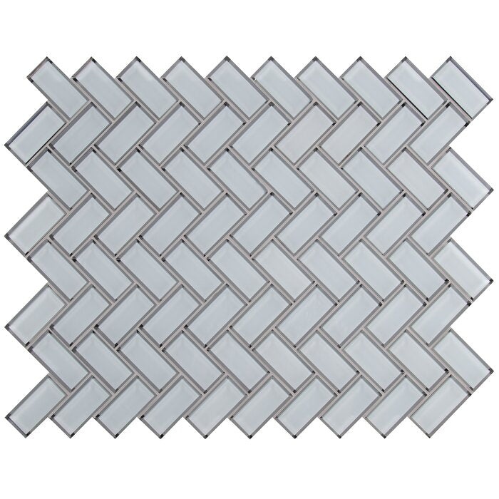 Ice Glass Mosaic - 2" X 4" Beveled Herringbone - Glossy, Per Pack: 10.6 Enter Quantity In Sqft