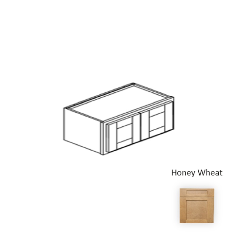 Framed Shaker Deluxe Honey Wheat Natural Clear Coat Wood Kitchen Wall Cabinet - 30" X 18" X 12" - Natural Clear Coat