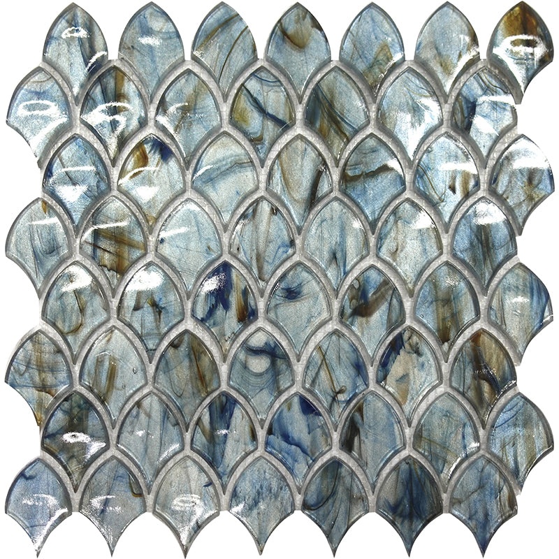 Glamour Sapphire Scale Glass Mosaic Tile