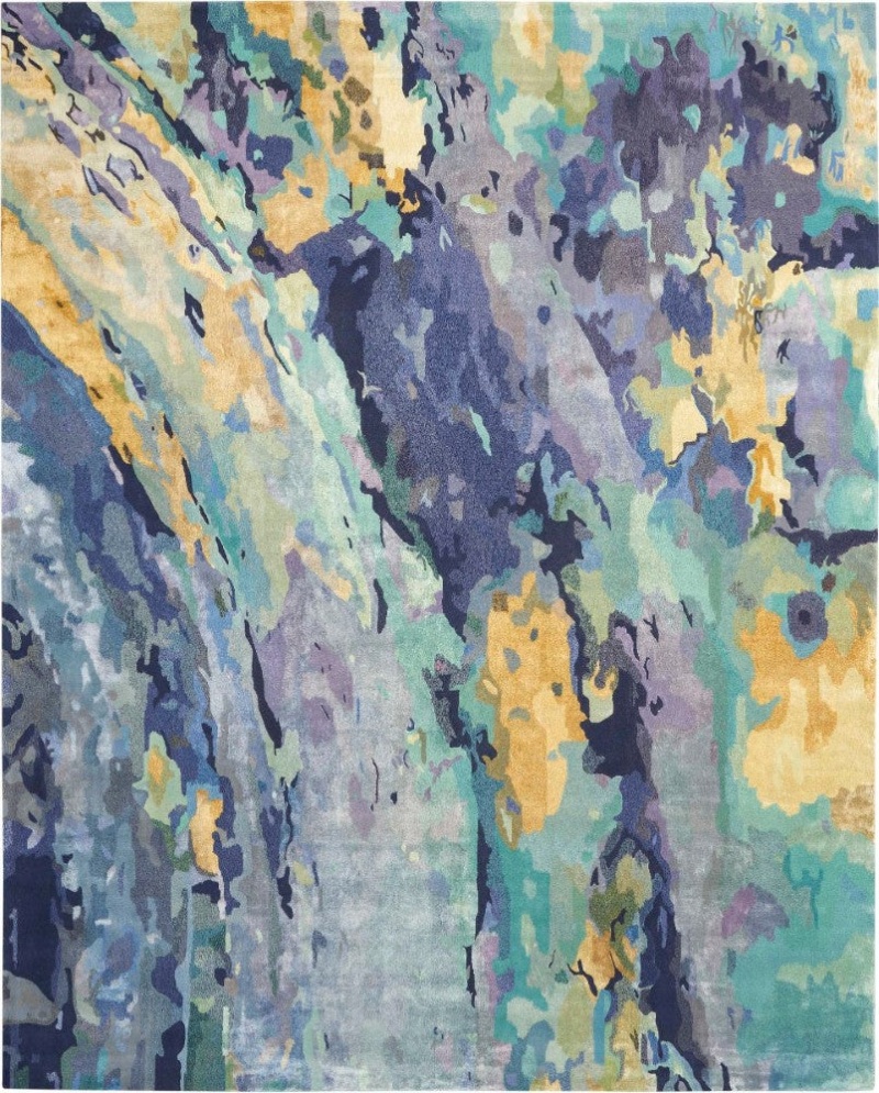 Prismatic Silver Blue Prs09 Wool Blend Contemporary Area Rug - 9 Ft X 12 Ft - Silver Blue