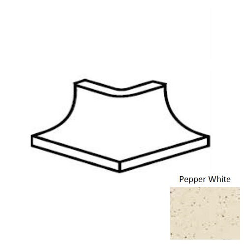 Keystones Unglazed Mosaic Pepper White Porcelain 2" x 2" Cove Base Outcorner