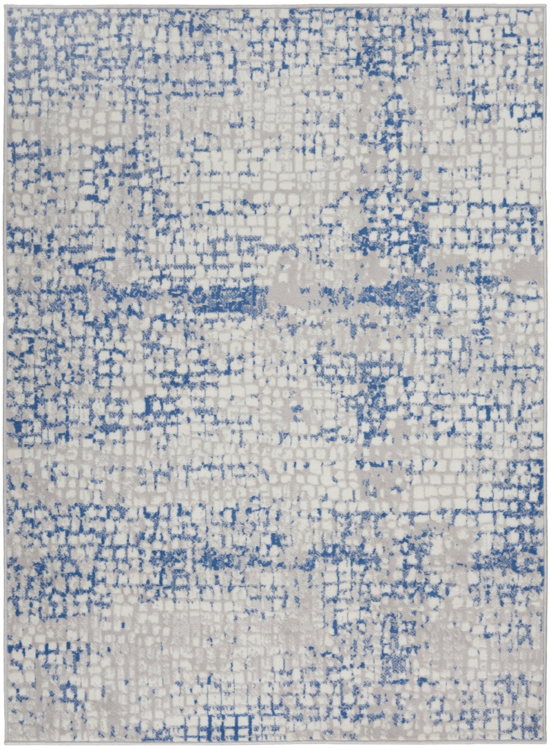 Whimsicle Grey Blue Polypropylene Modern Area Rug 6 Ft x 9 Ft