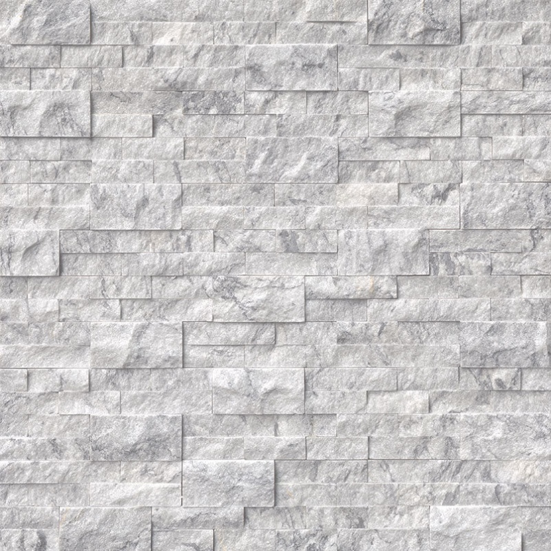 Rockmount Stacked Stone Panel Arabescato Carrara Marble Ledgestone - Split Face - 6" X 24"
