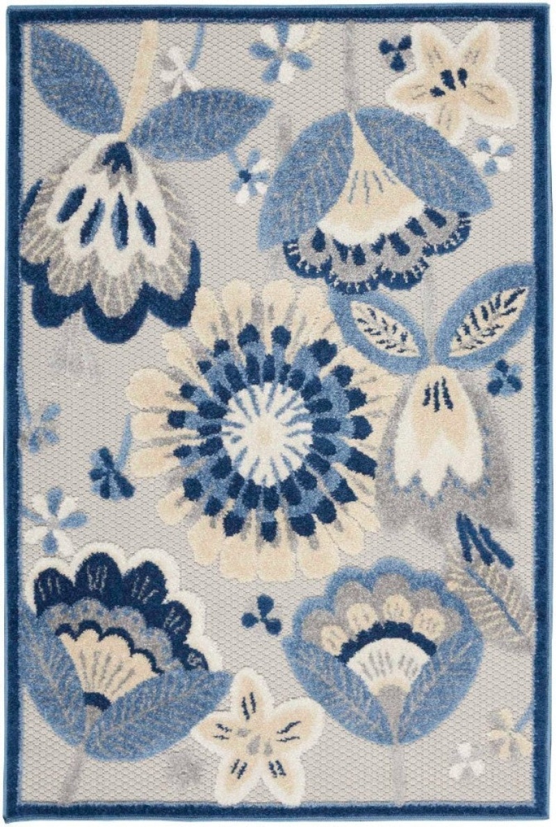 Aloha Blue Grey Alh25 Polypropylene & Polyester Contemporary Area Rug - 3 Ft X 4 Ft - Blue Grey
